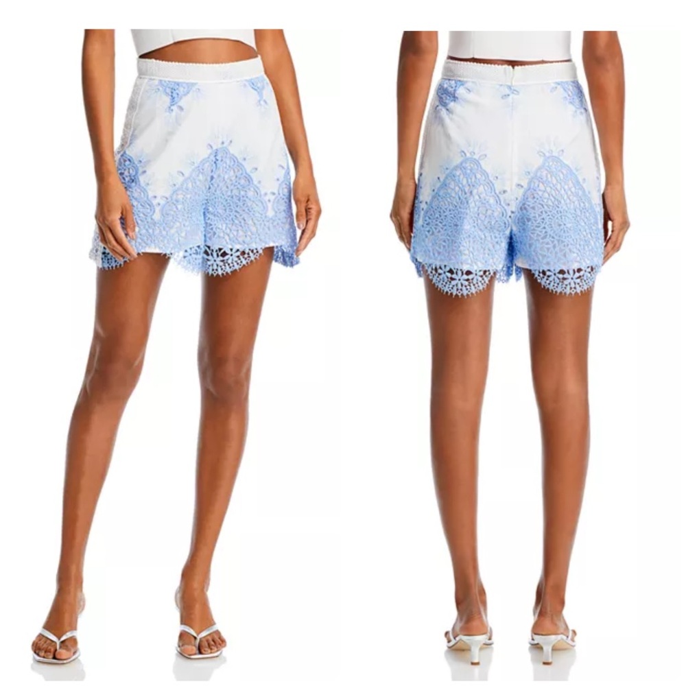 Evarae Layla Cotton Blue Lace Trim Shorts
